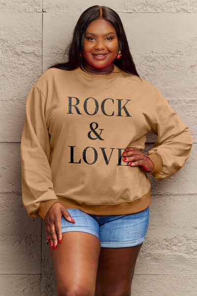 swvws Simply Love Full Size ROCK ��� LOVE Round Neck Sweatshirt