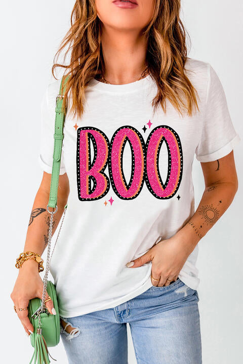 swvws BOO Graphic Short Sleeve Round Neck T-Shirt