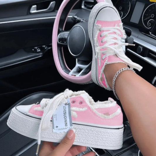 swvws - Pink Casual Patchwork Frenulum Contrast Round Comfortable Out Door Shoes