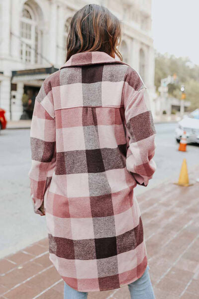 swvws Plaid Button Up Dropped Shoulder Coat