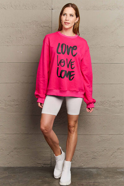 swvws Simply Love Full Size LOVE Round Neck Sweatshirt