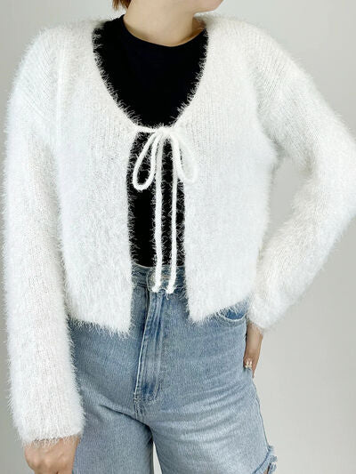 swvws Tied Open Front Dropped Shoulder Cardigan