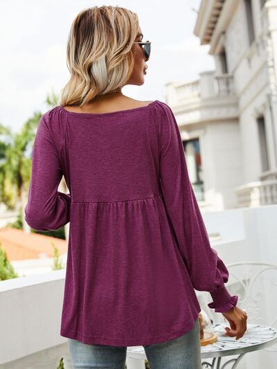 swvws V-Neck Lantern Sleeve Blouse