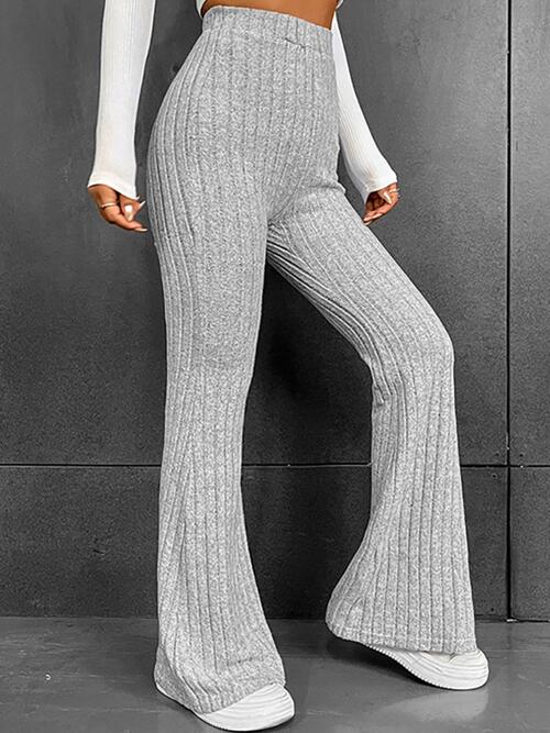 swvws Ribbed High Waist Flare Bootcut Pants