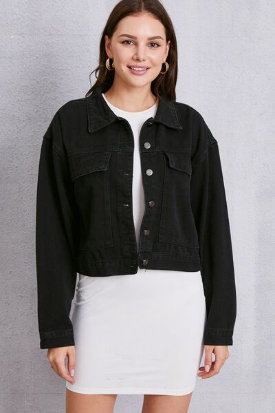 swvws Button Up Dropped Shoulder Denim Jacket