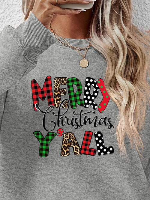 swvws Letter Graphic Round Neck Long Sleeve Sweatshirt