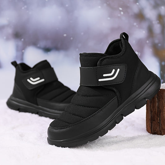 Men's Snow Boots, Warm Fleece Cozy Non-slip Ankle Boots Plush Comfy Outdoor Hiking Shoes Lined Trekking Shoes, Winter