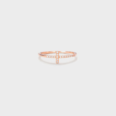 swvws Cross Inlaid Zircon 925 Sterling Silver Ring