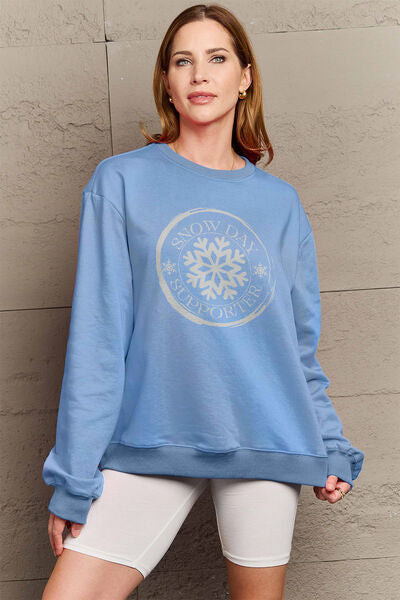 swvws Simply Love Full Size SNOW DAY SUPPORTER Round Neck Sweatshirt