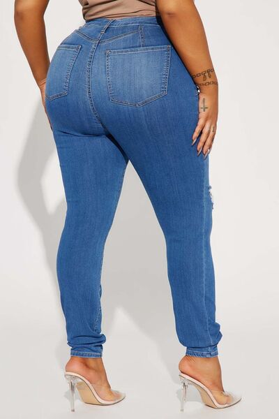 swvws Distressed Buttoned Jeans with Pockets