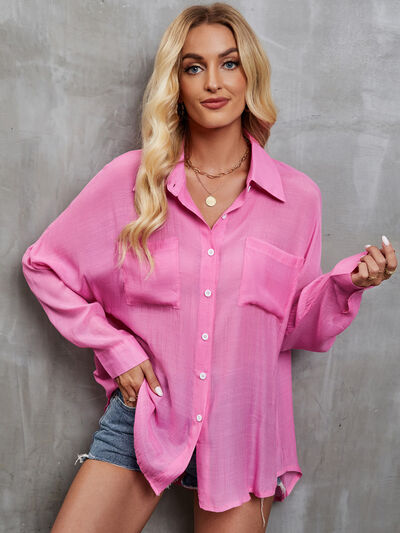 swvws Pocketed Button Up Long Sleeve Shirt