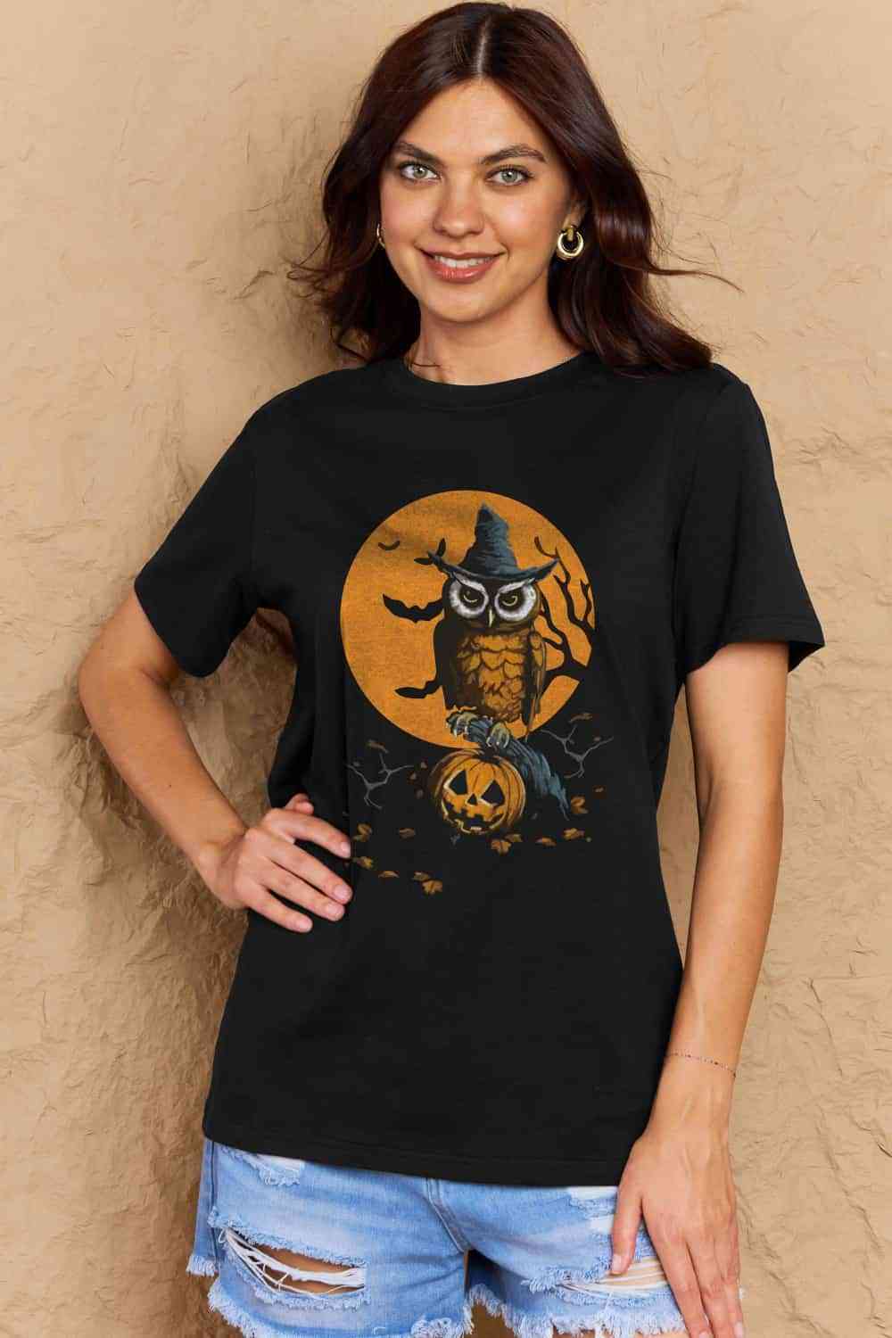 swvws Simply Love Full Size Holloween Theme Graphic Cotton T-Shirt