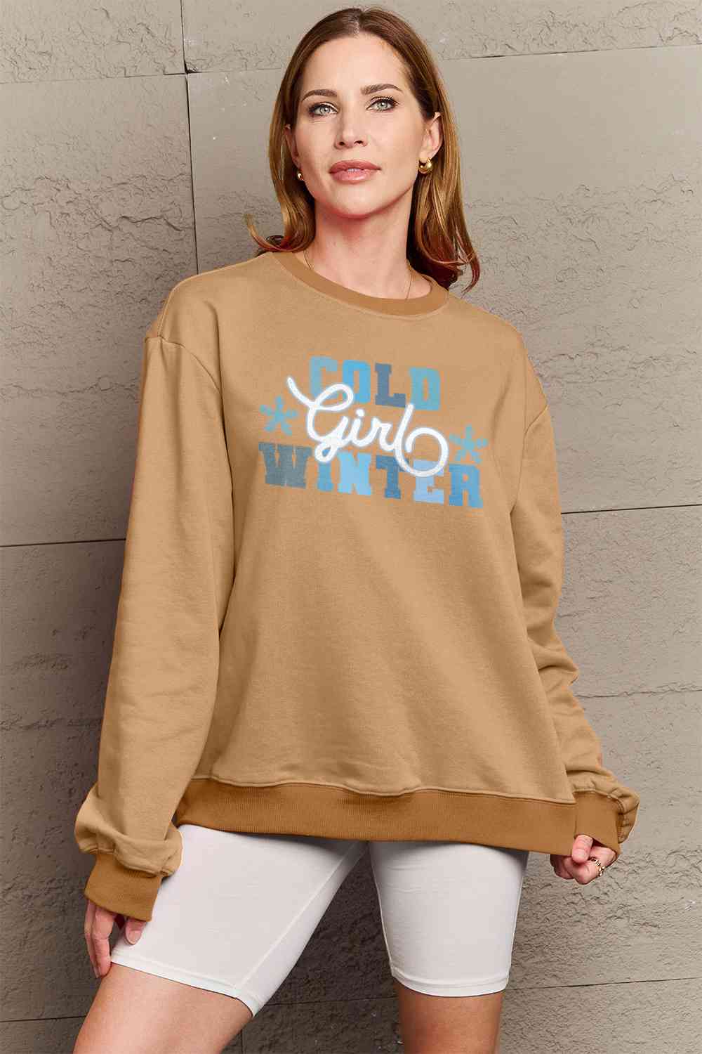 swvws Simply Love Full Size COLD WINTER Graphic Long Sleeve Sweatshirt