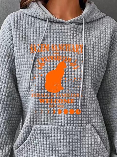 swvws Full Size Graphic Textured Hoodie with Pocket