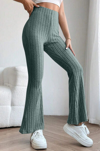 swvws Basic Bae Full Size Ribbed High Waist Flare Pants