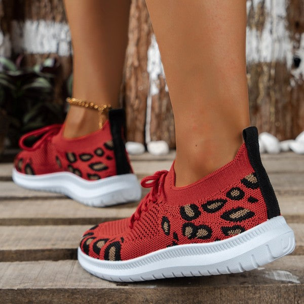 swvws - Red Casual Sportswear Daily Patchwork Frenulum Round Comfortable Shoes