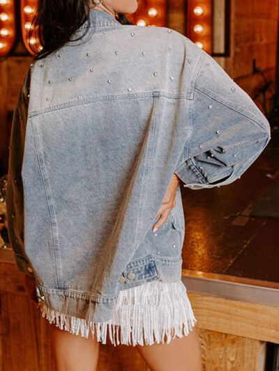 swvws Rhinestone Detail Button Up Denim Jacket