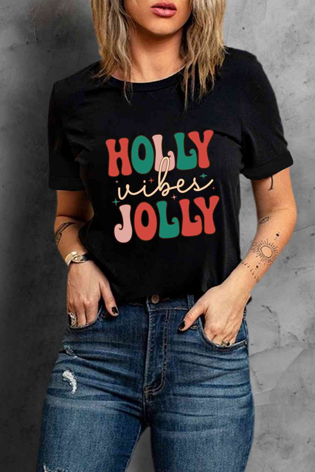 swvws HOLLY JOLLY Graphic Short Sleeve T-Shirt