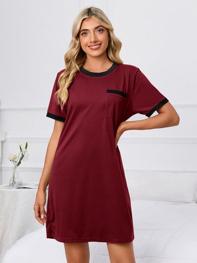 swvws Contrast Trim Round Neck Mini Dress