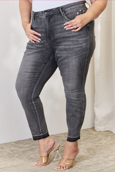 swvws Judy Blue Full Size High Waist Tummy Control Release Hem Skinny Jeans