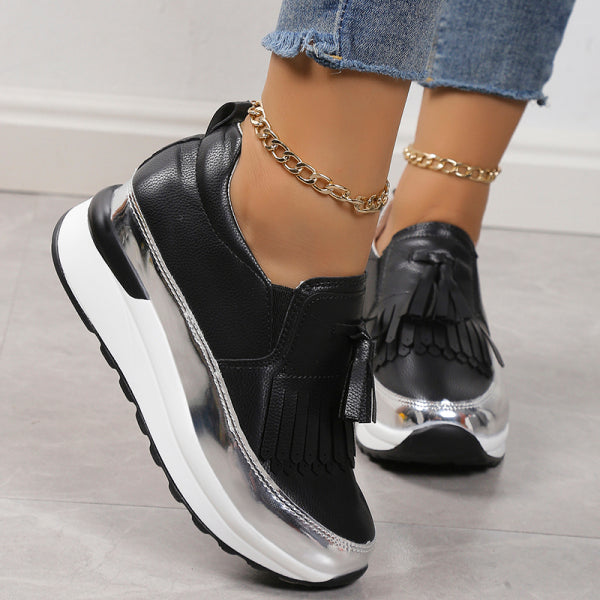 swvws - Black Casual Sportswear Patchwork Contrast Round Comfortable Out Door Shoes