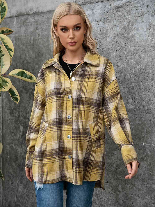 swvws Plaid Collared Neck Long Sleeve Shirt