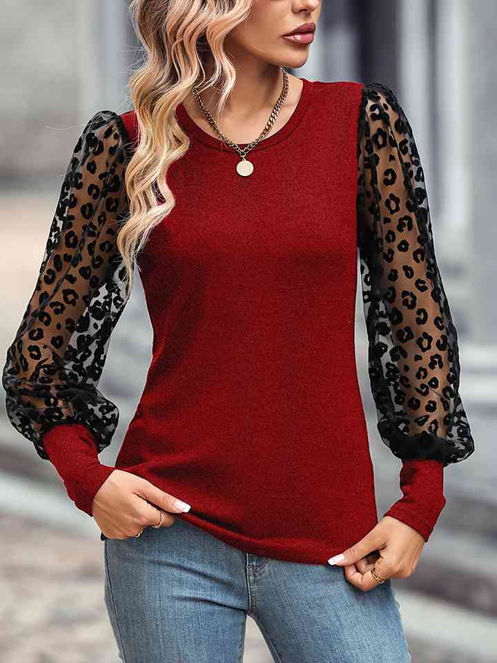 swvws Leopard Round Neck Top