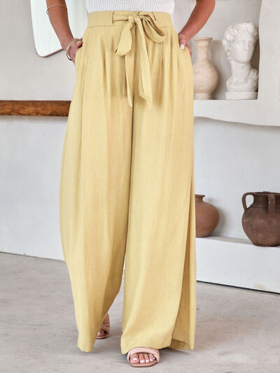 swvws Drawstring Pocketed Wide Leg Pants