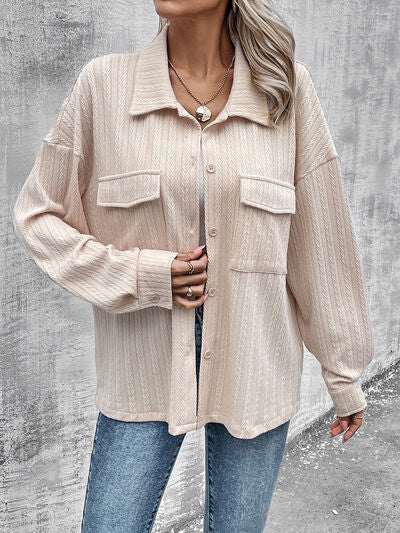 swvws Pocketed Button Up Dropped Shoulder Jacket