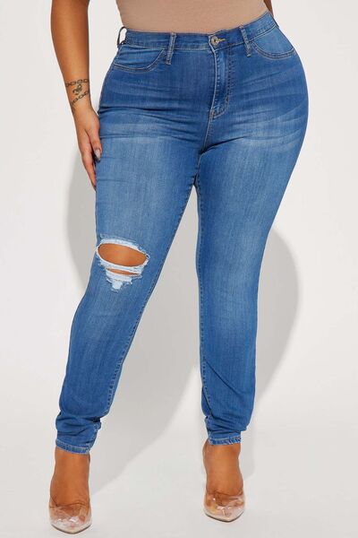 swvws Distressed Buttoned Jeans with Pockets