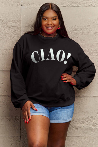 swvws Simply Love Full Size CIAO���Round Neck Sweatshirt