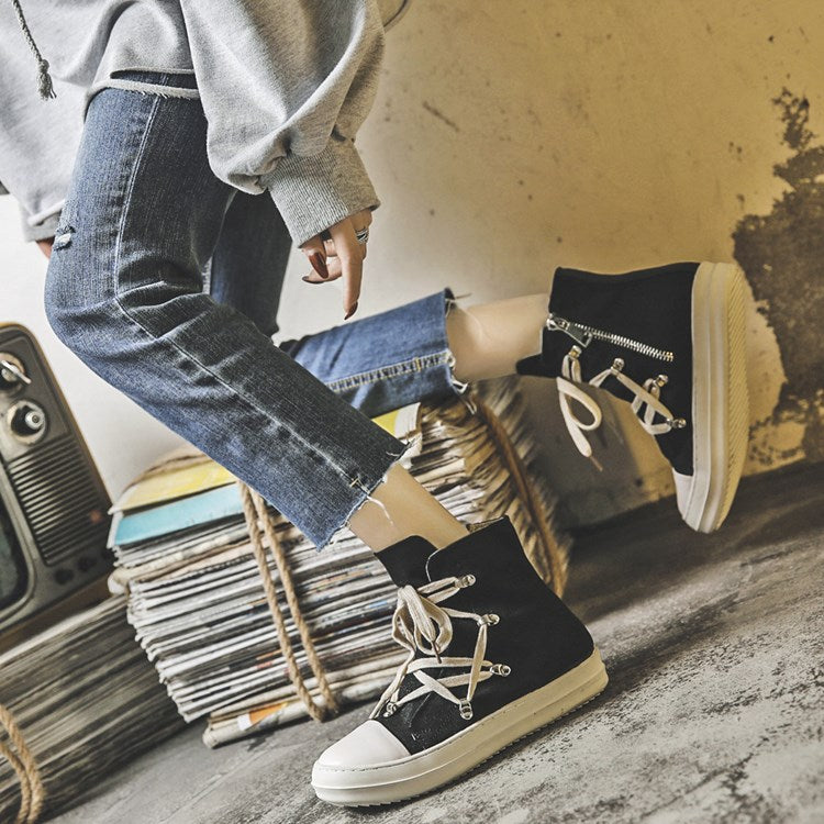 swvws Pentagram Platform Canvas Shoes Couple's 24 Spring New Versatile Personality Street Fashion Shoes Hip-Hop High-Top Shoes