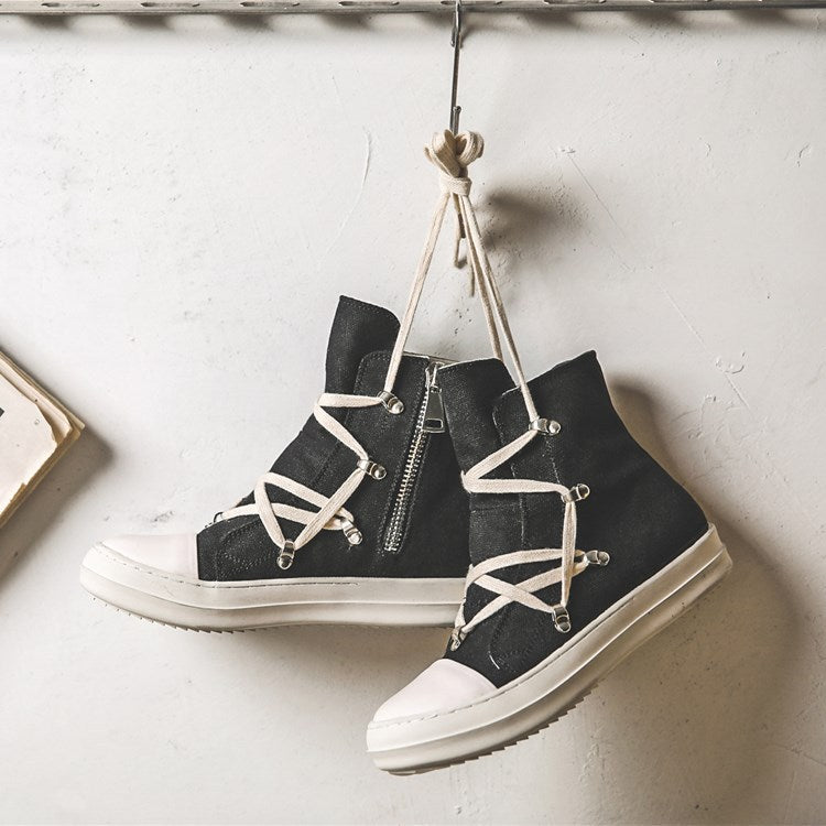 swvws Pentagram Platform Canvas Shoes Couple's 24 Spring New Versatile Personality Street Fashion Shoes Hip-Hop High-Top Shoes