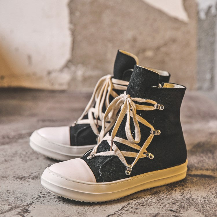 swvws Pentagram Platform Canvas Shoes Couple's 24 Spring New Versatile Personality Street Fashion Shoes Hip-Hop High-Top Shoes