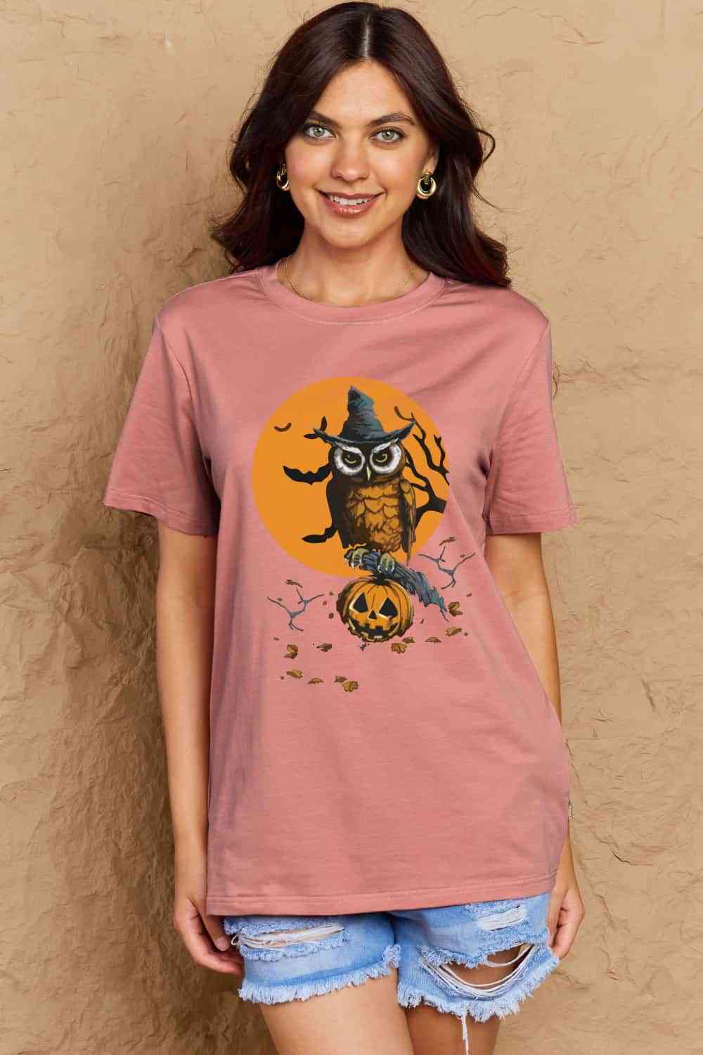 swvws Simply Love Full Size Holloween Theme Graphic Cotton T-Shirt