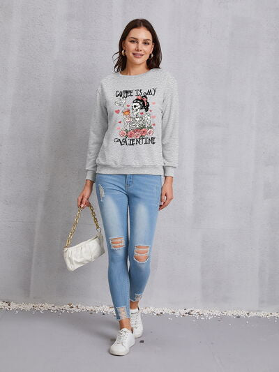 swvws COFFEE IS MY VALENTINE Round Neck Sweatshirt