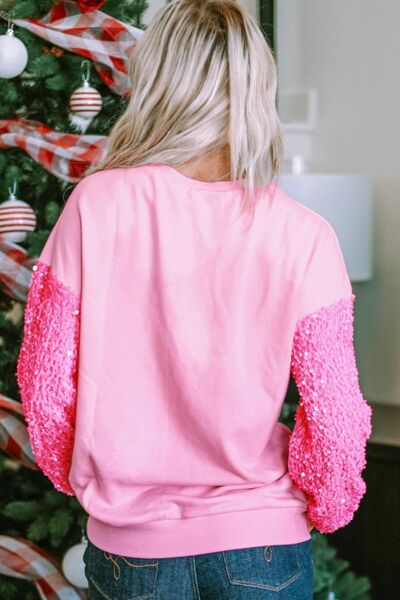 swvws Sequin Round Neck Dropped Shoulder Sweatshirt