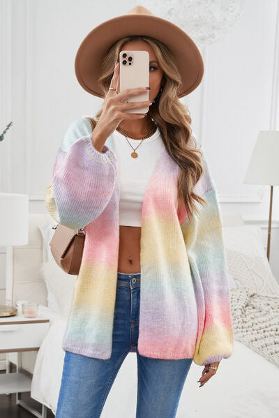 swvws Contrast Balloon Sleeve Dropped Shoulder Cardigan