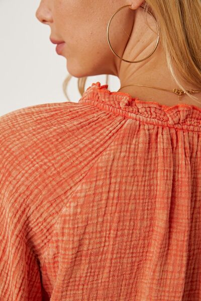 swvws Frill V-Neck Balloon Sleeve Blouse