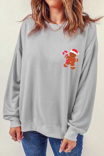 swvws Gingerbread Round Neck Dropped Shoulder Sweatshirt