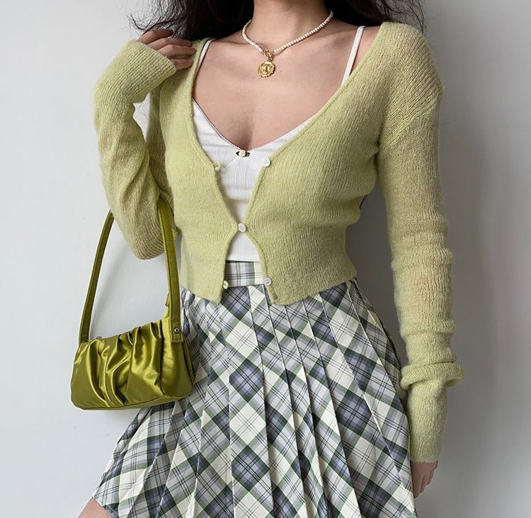 swvws - Seoul Style Plaid Tennis Skirt // Mint