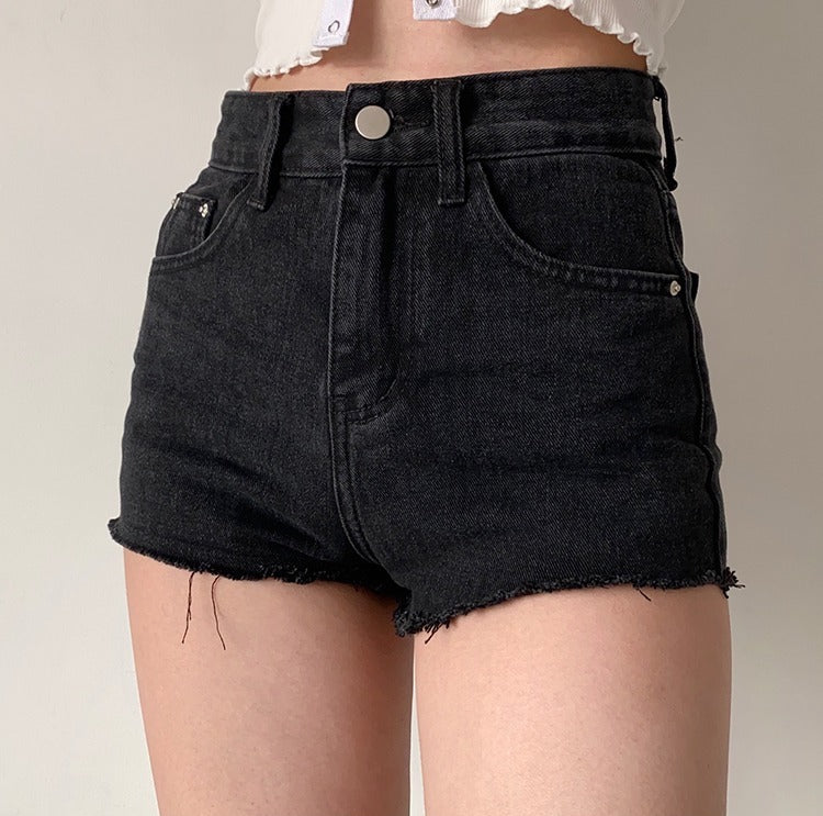 swvws - Frayed High Waist Denim Shorts