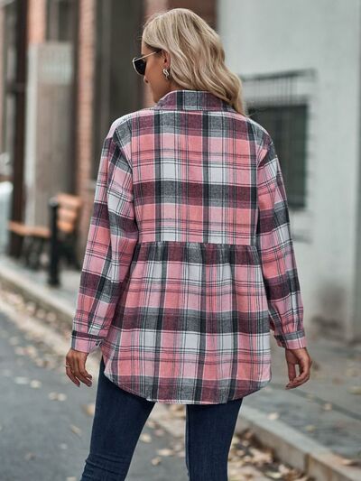 swvws Plaid Button Up Dropped Shoulder Shirt