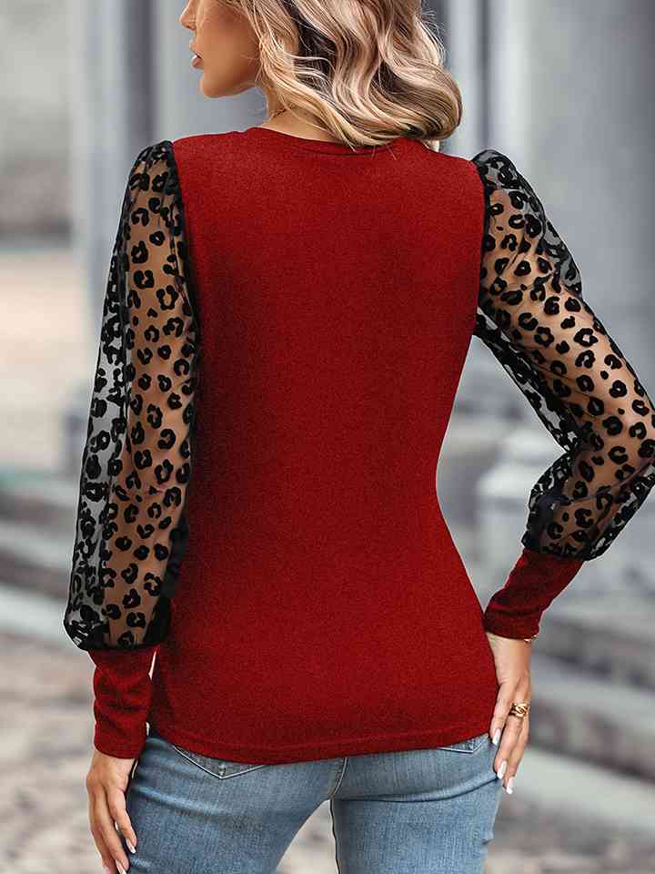 swvws Leopard Round Neck Top