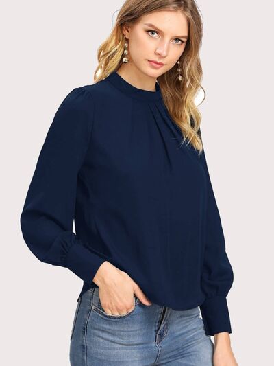 swvws Mock Neck Lantern Sleeve Shirt