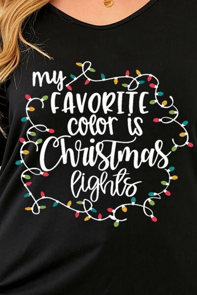 swvws Plus Size MY FAVORITE COLOR IS CHRISTMAS LIGHTS Striped T-Shirt