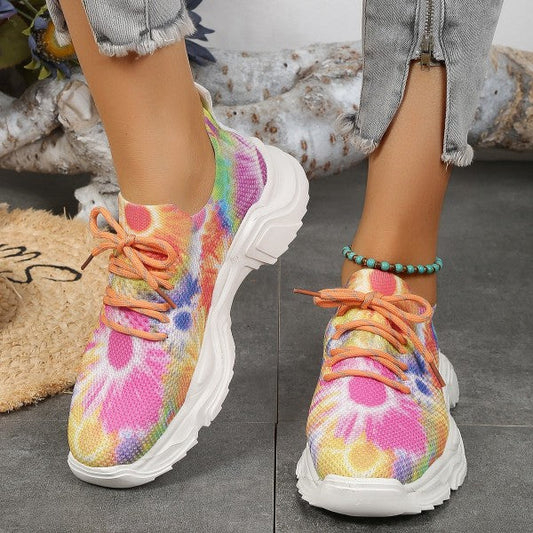 swvws - Orange Casual Sportswear Patchwork Tie-dye Round Comfortable Out Door Sport Shoes