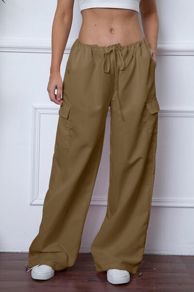 swvws Drawstring Waist Pants with Pockets