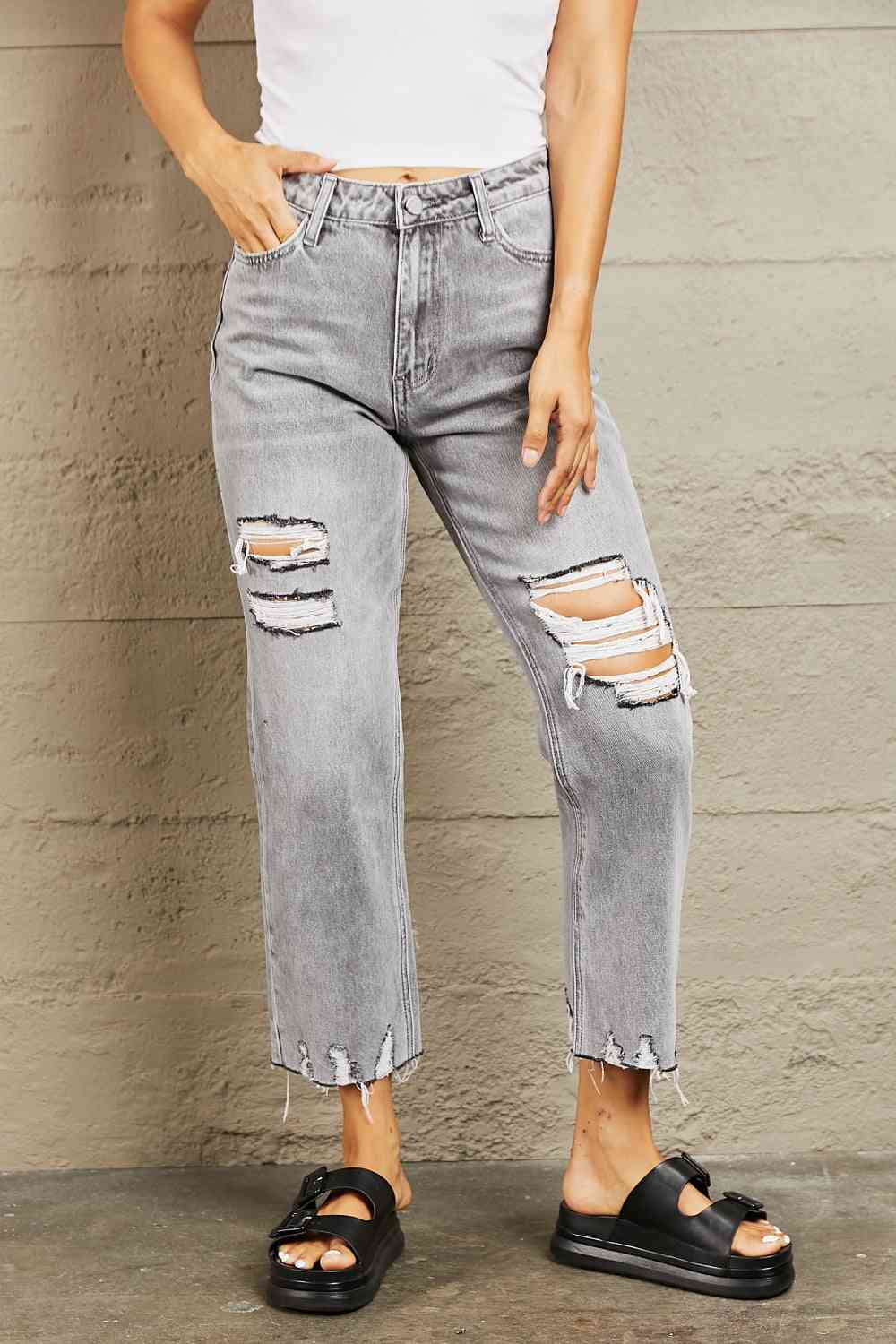 swvws BAYEAS High Waisted Cropped Mom Jeans