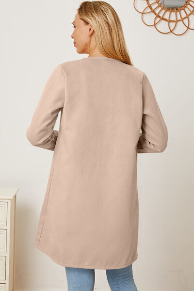 swvws Open Front Pocketed Long Sleeve Coat